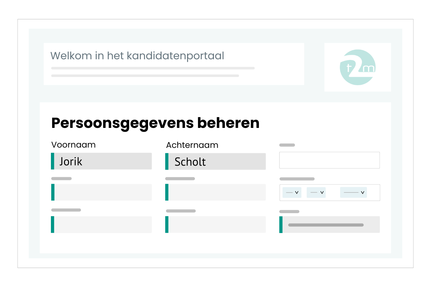 Kandidaatportaal voor het beheren van persoonsgegevens volgens AVG. 