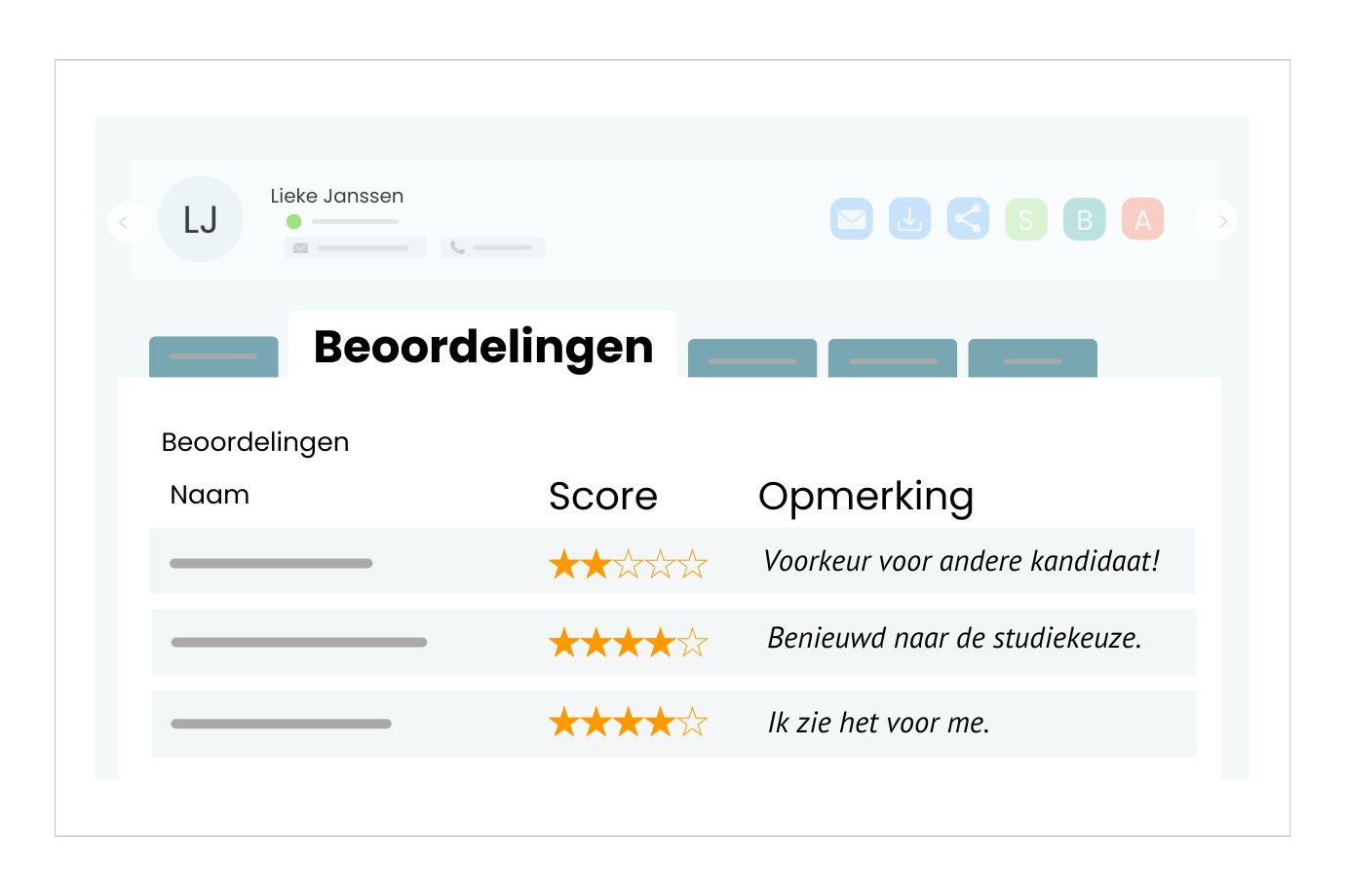 Kandidaatbeoordelingen vastleggen in TOOL2MATCH. 