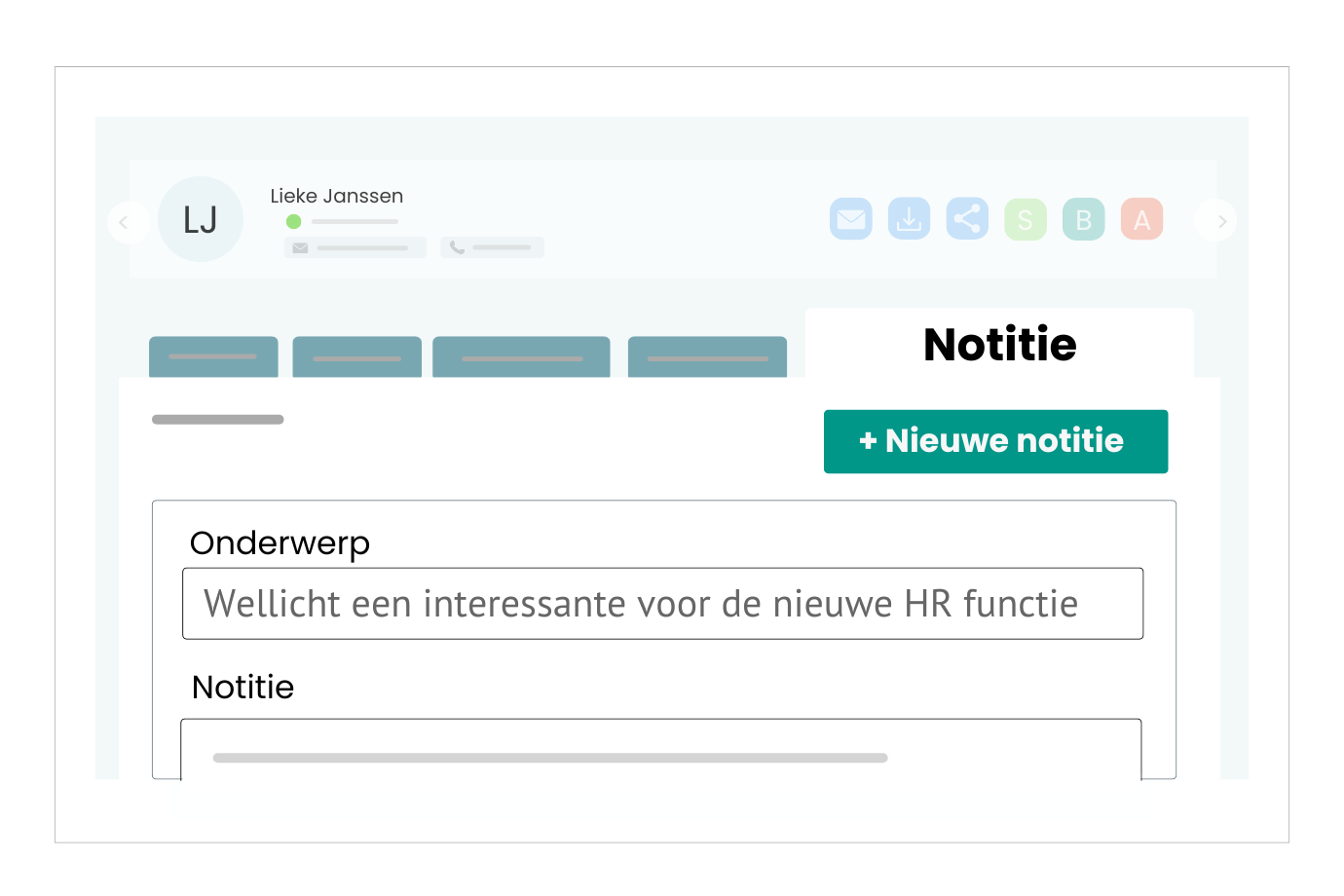 Kandidaatprofiel met notities zichtbaar voor collega’s.
