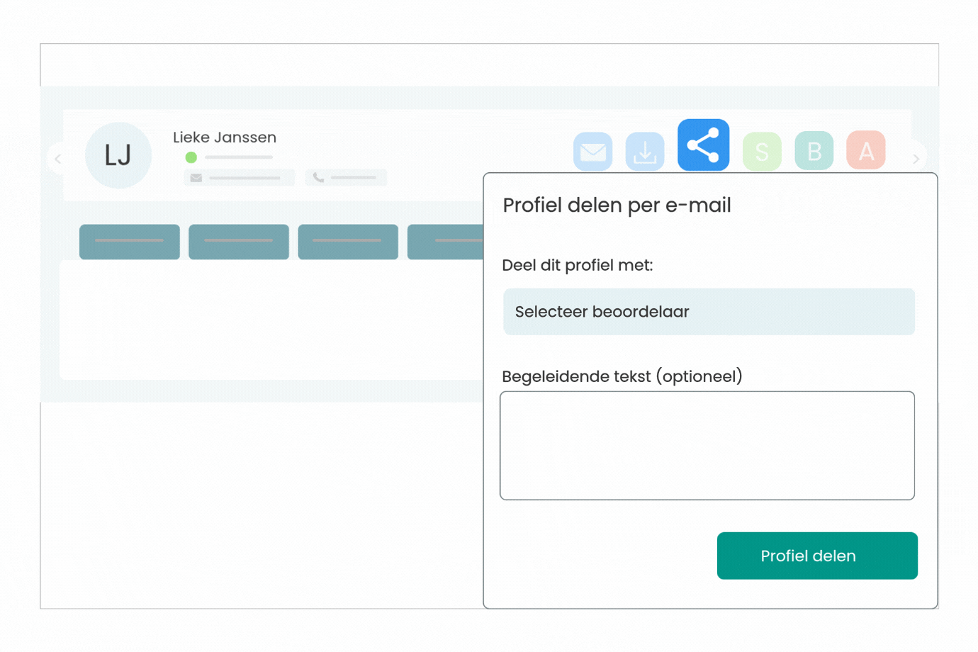 Kandidaatprofiel delen met collega in TOOL2MATCH.