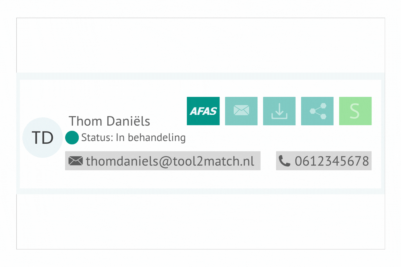 Screenshot van de AFAS koppeling binnen TOOL2MATCH voor snelle onboarding.