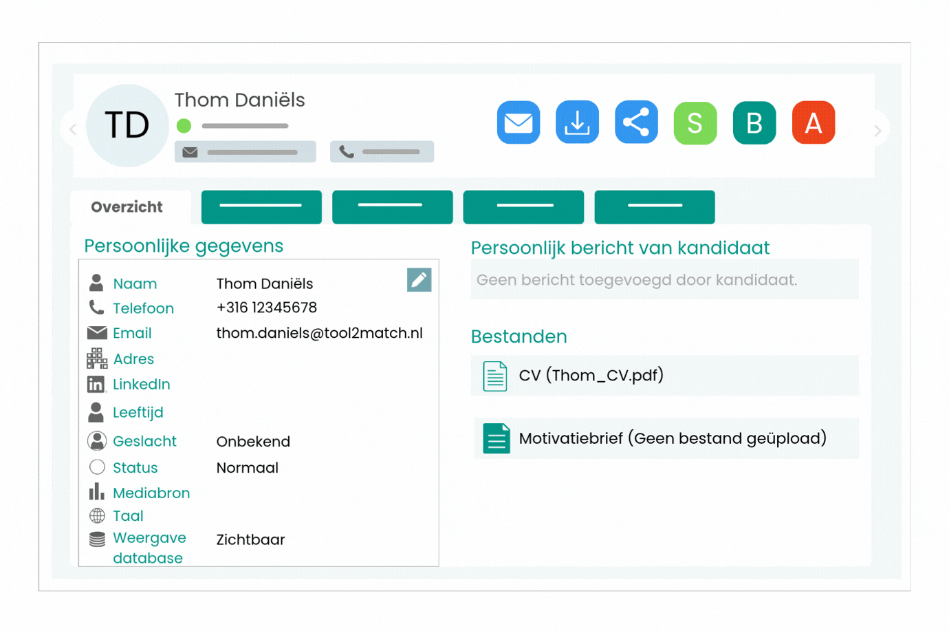 Status van sollicitanten bijhouden in één overzichtelijk systeem.